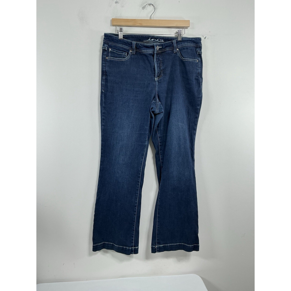 Womans Inc Denim Boot Cut Blue Jeans 14W Flare Tummy Panel White Stitch 0154/A-4